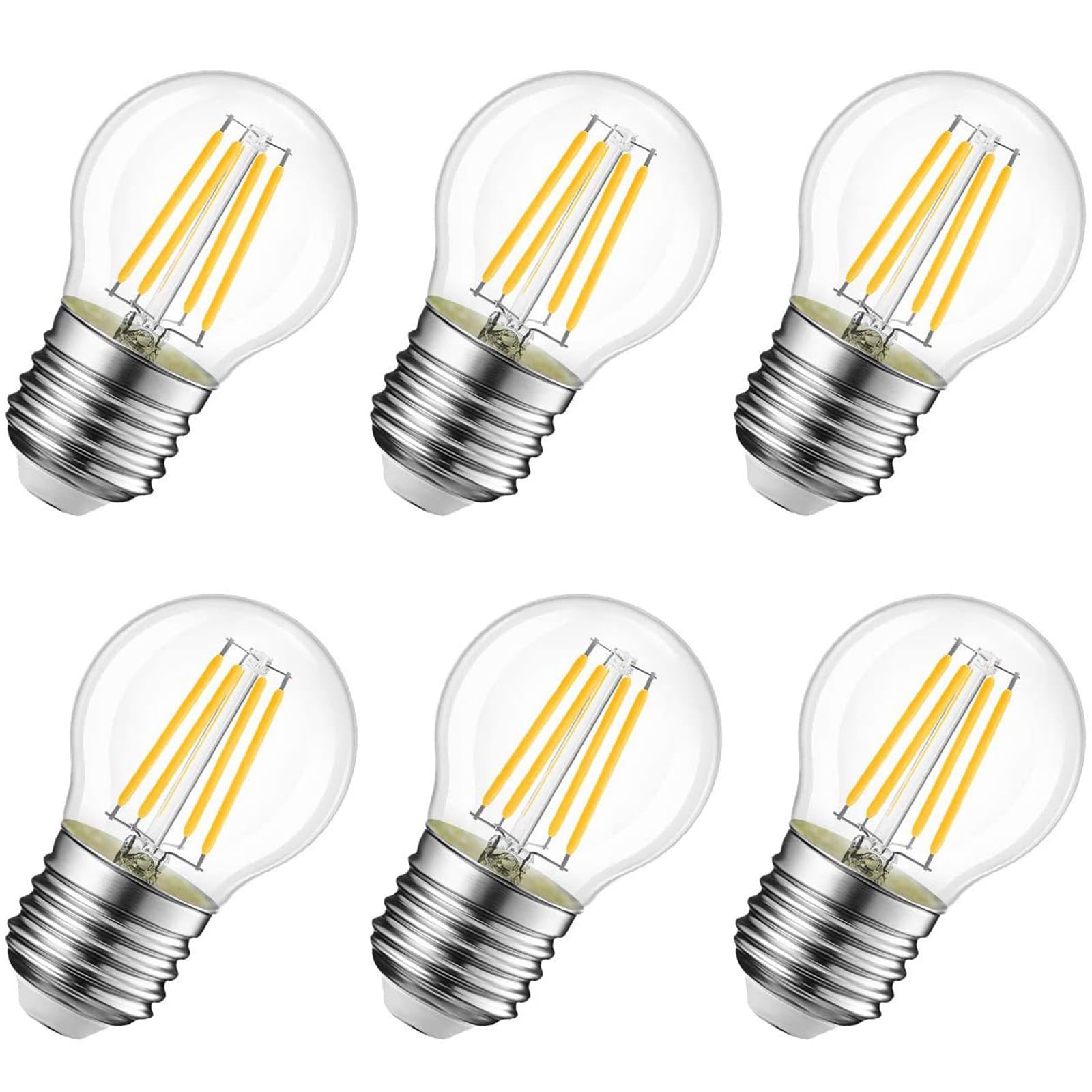 Kinberry E27 LED Bulb 5W Warm 3000K Edison Screw Light, Vintage Clear Filament, 360° Beam Angle, Non-dimmable, Pack of 6