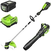 Greenworks 80V 16" Brushless Cordless String Trimmer and 700 CFM Leaf Blower Combo Kit, 2.5Ah Battery and Charger Included