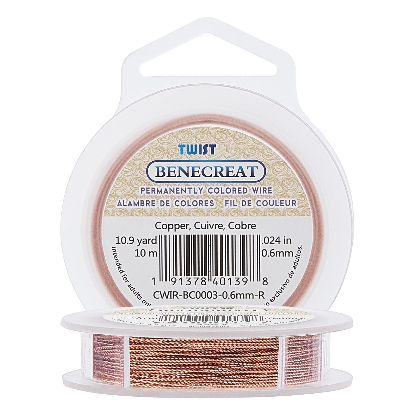 BENECREAT 22 Gauge/0.6mm Twist Copper Wire 10 Meters Tarnish Resistant Red Copper Wire for Crafts Jewelry Making