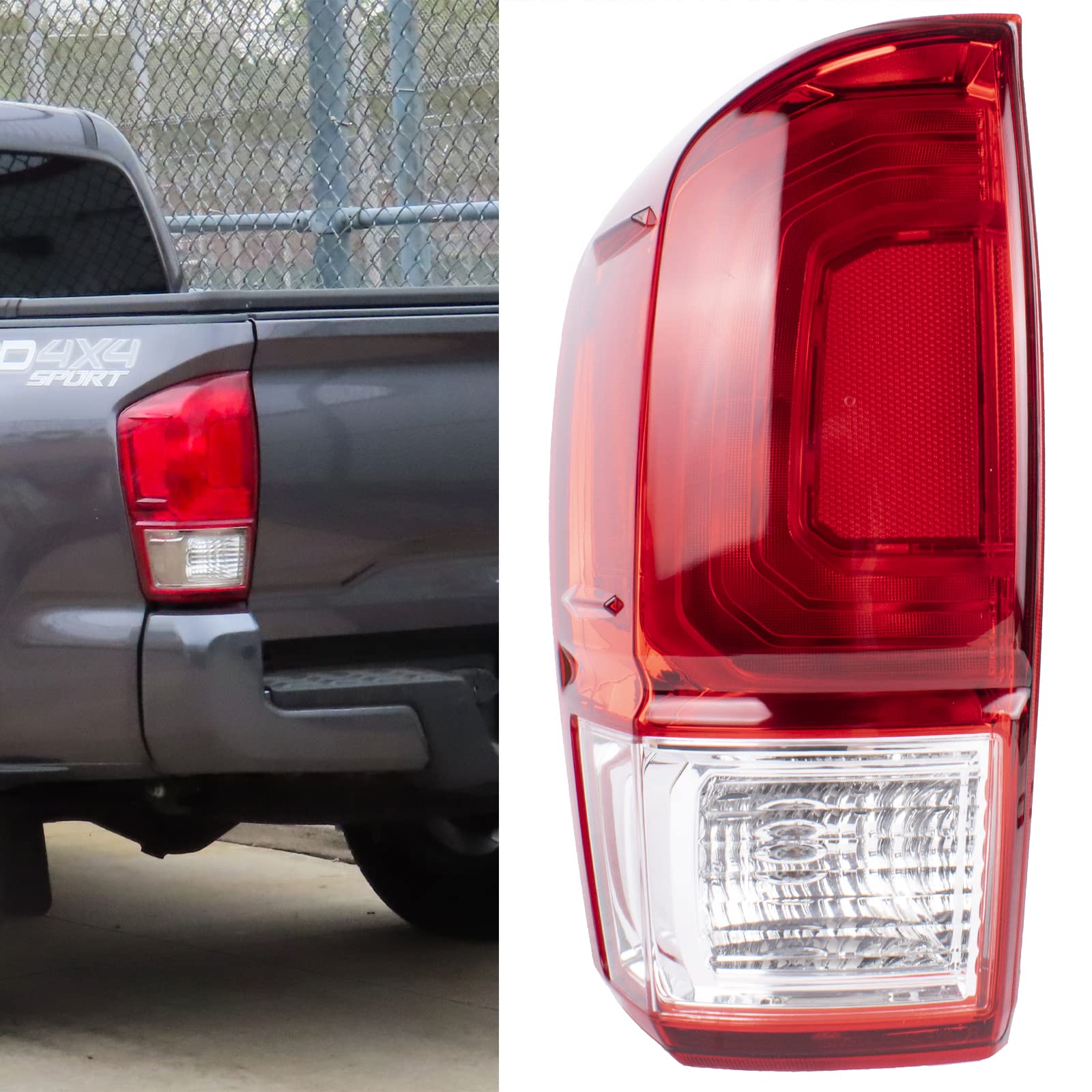 Photo 1 of Boine Tail Light Compatible With 2016 2017 2018 2019 2020 Toyota Tacoma Pickup Left Driver Side Red Brake Rear Lights Housing Replace 81550-04170 (Left Driver Side)