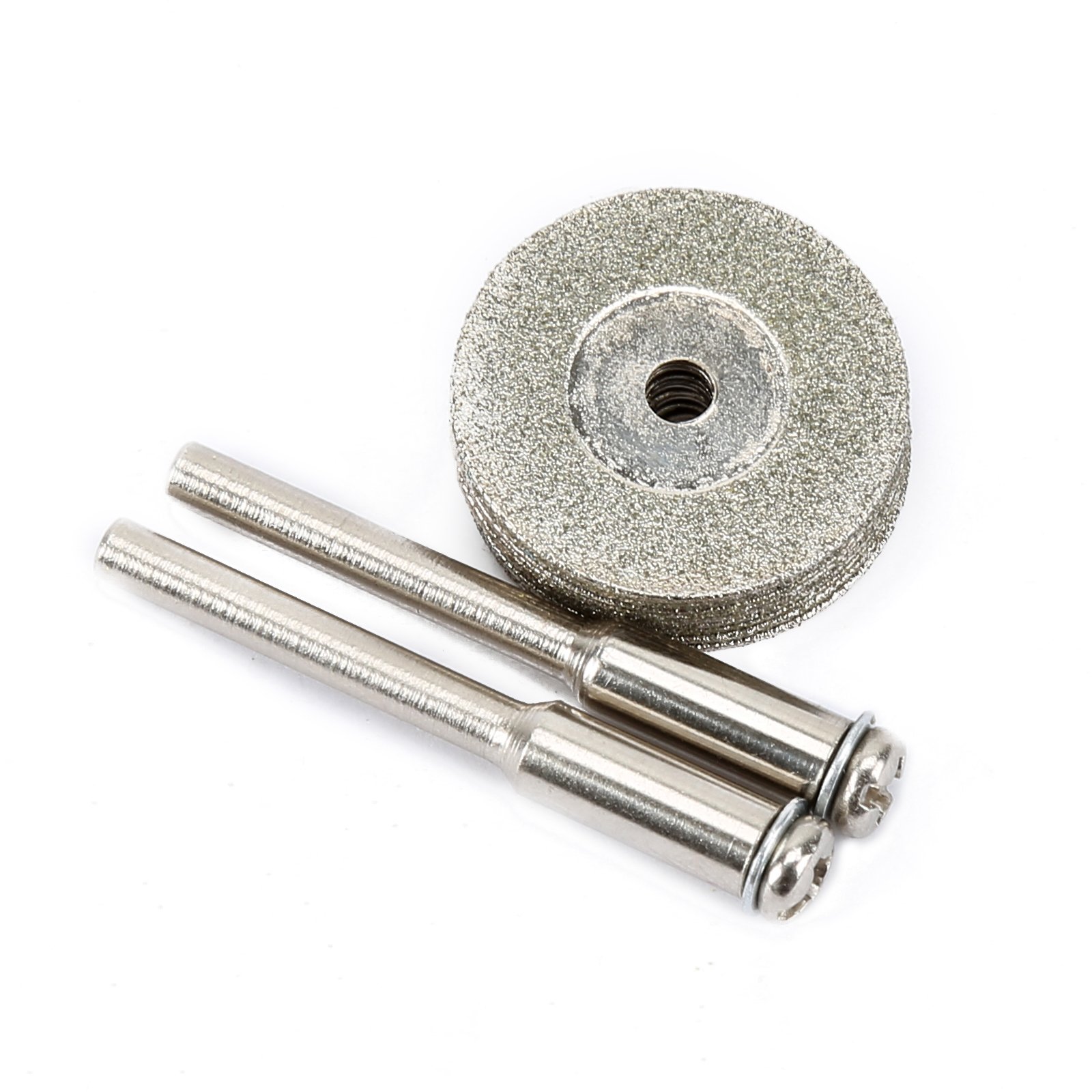 Dophee 10PCS Diamond Cutting Wheel Set, 20mm Diamond Cutting Off Discs Wheel Rotary Tool with 2 Mandrel Arbor Set for Metal Glass Ceramics Porcelain Gem Stones