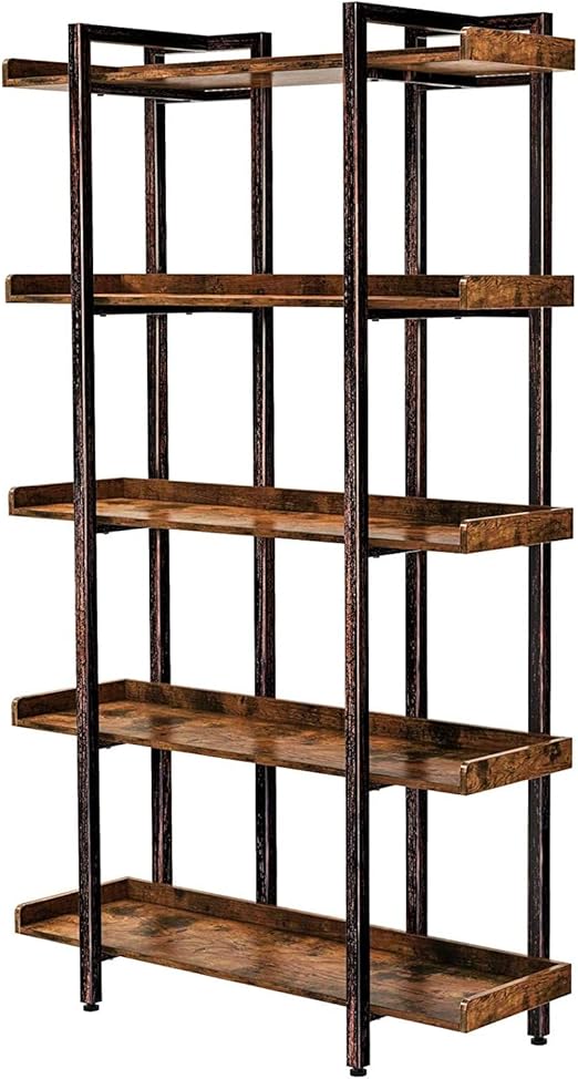 Rolanstar Bookshelf Bookcase, 5Tier 6 Foot Etagere Bookshelf, Metal