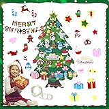 Chingsee Felt Christmas Tree for Kids Wall,Toddler Wall Xmas Tree 33 Pcs Set Detachable Ornaments and 80in 20 LEDs String Lig