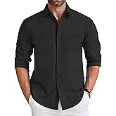 COOFANDY Men's Long Sleeve Button Down Shirt Wrinkle Free Untucked Dress Shirt Casual Denim Shirt