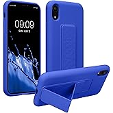 kwmobile Case Compatible with Apple iPhone XR - Case with Hand Strap and Stand Soft TPU Silicone Coating - Baltic Blue