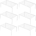 iPEGTOP Set of 6 Large (15.7 x 9.4 Inch) Kitchen Cabinet Organizer Shelf, Wire Freezer Storage Shelves Rack, Rustproof Steel Metal Shelf Riser for Dish Plates Pantry Cupboard Organization, White