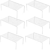 iPEGTOP Set of 6 Large (15.7 x 9.4 Inch) Kitchen Cabinet Organizer Shelf, Wire Freezer Storage Shelves Rack, Rustproof Steel Metal Shelf Riser for Dish Plates Pantry Cupboard Organization, White