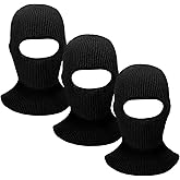 3 Pieces 1-Hole Ski Mask Knitted Face Cover Adult Winter Balaclava Full Face Mask for Winter Outdoor Sports