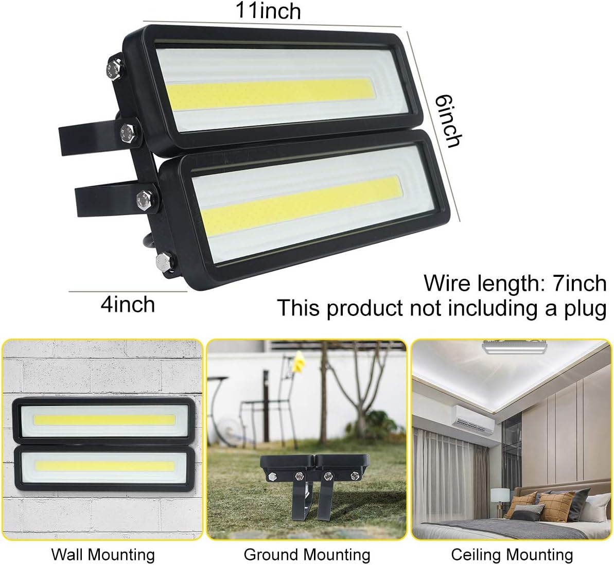 100W LED Flood Light IP65 Waterproof Security Lights Outdoor with 120°Beam Angle for Yard Garden Patio Playground Warehouse Street (Cold White) - - 