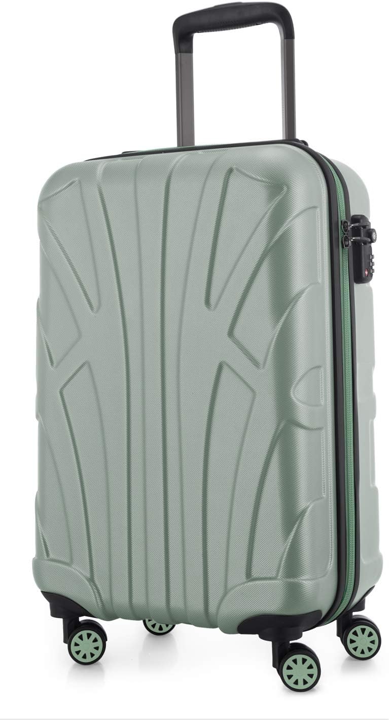 Suitline - Hand Luggage, Cabin Trolley, Hardshell Suitcase, 100% ABS, 55 cm, 34 liters, Mint, 55 cm (S)