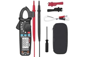 AC-DC Current Digital Clamp-Meter - 100A 6000-Counts Low Impedance Voltage 1 mA Reading Auto Range Multimeter Tester with Tem