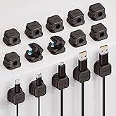 15 Pack Magnetic Cable Clip Organizer Cord Holder, Picozon Adhesive Cable Management, Wire Phone USB Charger Cable Holder, Keeper Organizer for Office Home Desktop Table - Black