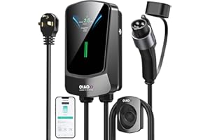 QAOFUL QIAO Level 2 EV Charger, Up to 40A Electric Car Charger, Wi-Fi Bluetooth APP Enabled EVSE, 4.3in Display, 25ft Cable, NEMA 6-50 Plug Charge Station Compatible with All SAE J1772 EV Models Black