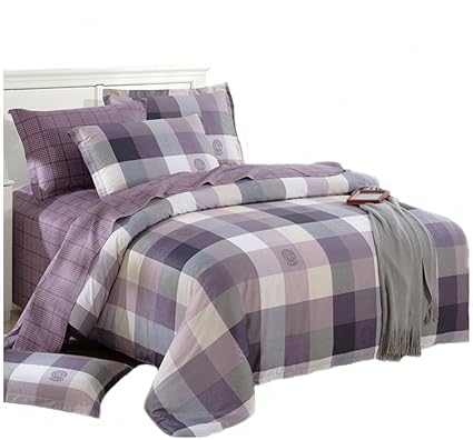 Pme Pumei Purple Plaid Bedding Sets Queen Size Without Comforter