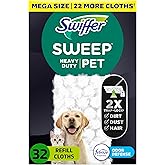 Sweep + Mop, Dry Pads Refill, Floor Cleaner for Dirt, Dust, Hair, Cleaning Cloths for Mopping Home, Bathroom, Kitchen, All Purpose Multi-Surface Floor Wipes, Heavy Duty, Pet, 32 Count
