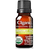 Cliganic Organic Bergamot Essential Oil, 100% Pure Natural for Aromatherapy | Non-GMO Verified