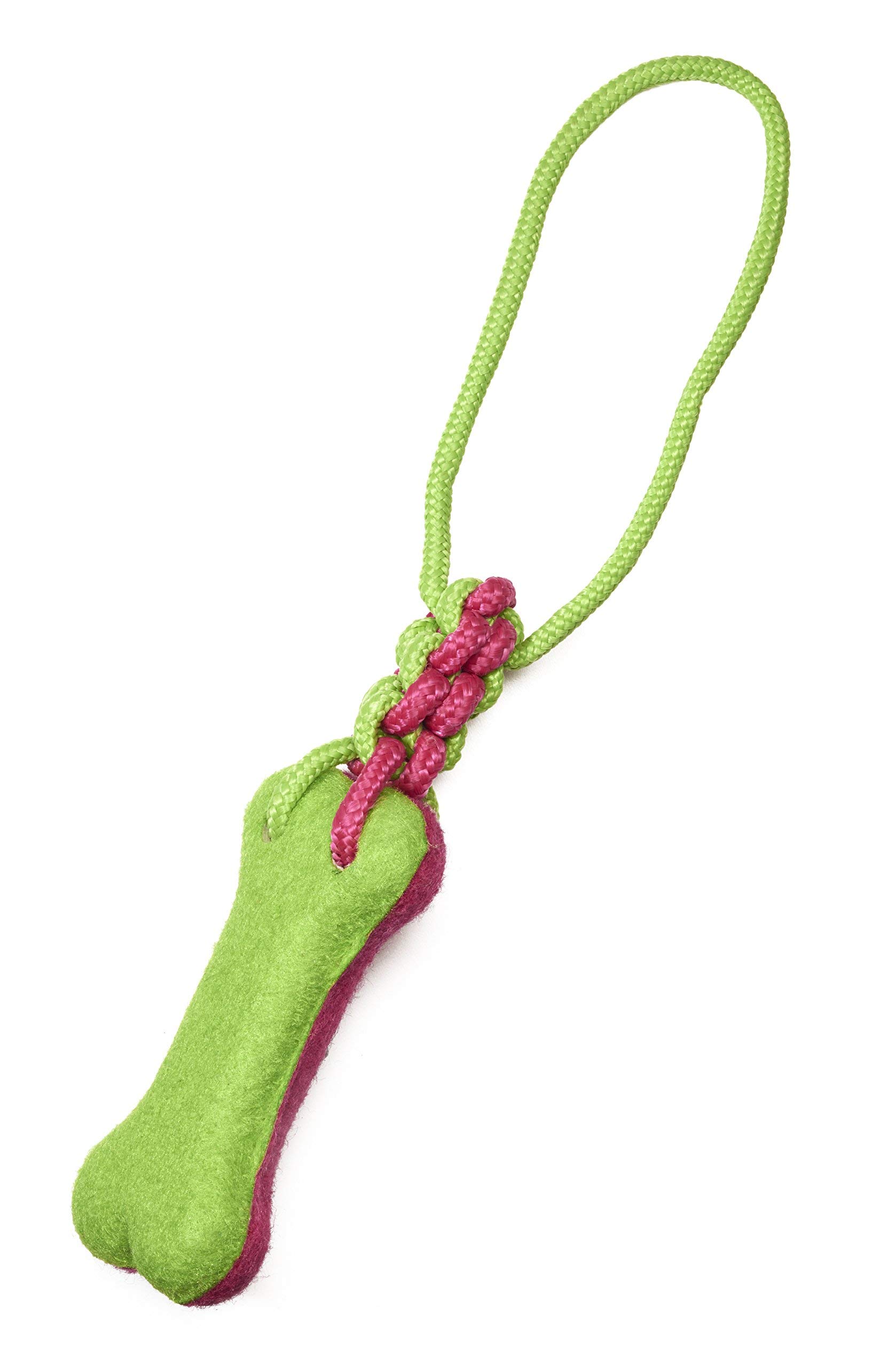 Pistachio Pet Dog Toy - Rope Tug With 5" Rubber Bone - New For Spring 2018! (Pink/Green)