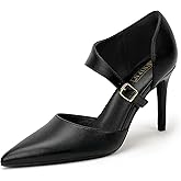 IDIFU Women's High Stiletto Heels Pumps Pointed Toe Heels Closed Toe Pumps with Elegant Metal Buckle Comfortable Office Wedding Dressy Shoes