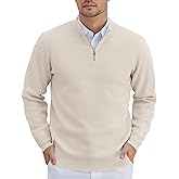 COOFANDY Mens Quarter Zip Pullover Slim Fit Lightweight Knit Pullover Sweaters Casual Polo Sweater