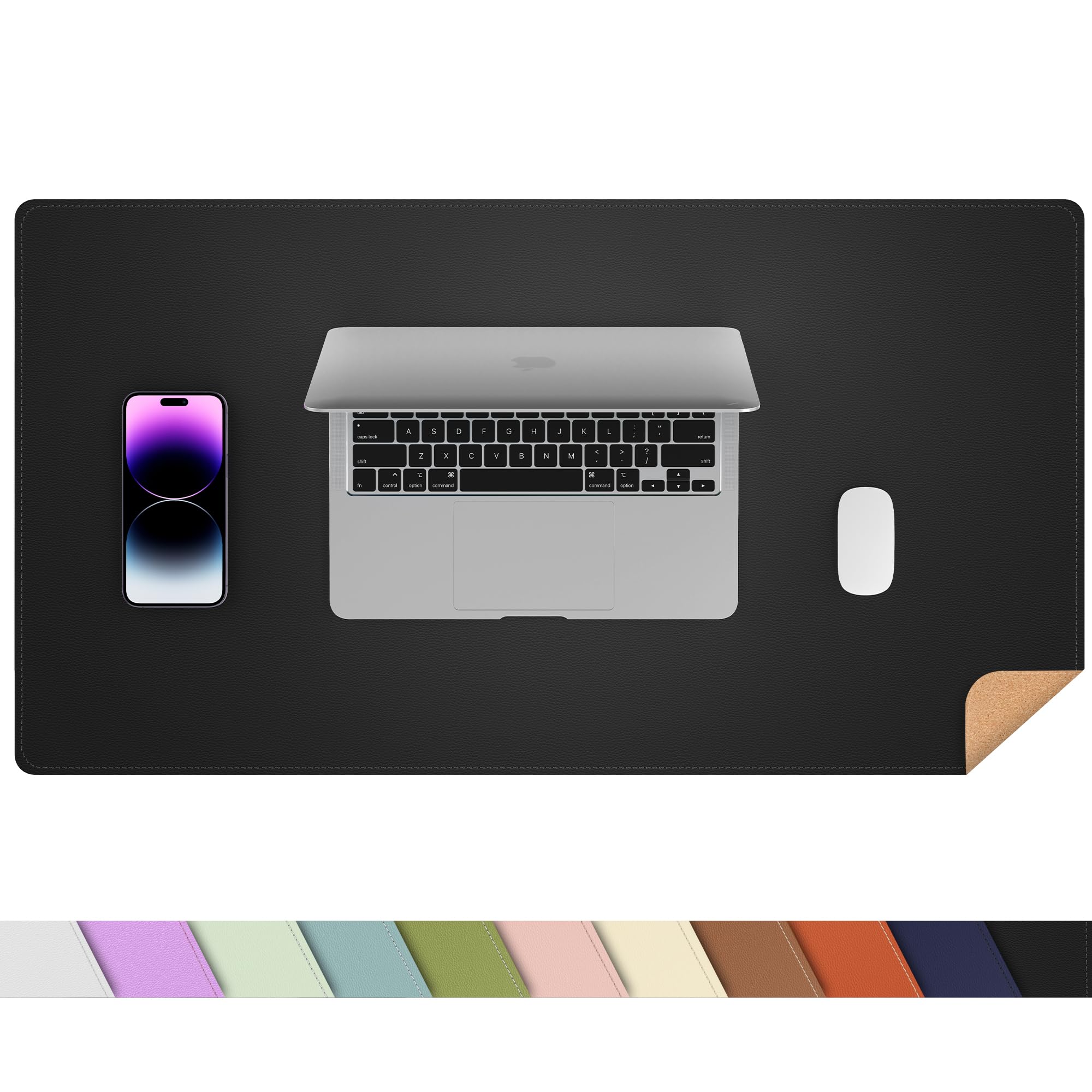 Photo 1 of AFIING Dual-Sided Desk Pad, Natural Cork & PU Leather, Desk Mat Protector Non-Slip, Waterproof, Easy Clean,Large Mouse mats for Office and Home Work(Black, 31.5"x17")