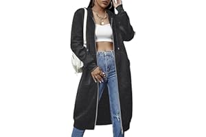 ELESOL Womens Zip Up Hoodies Long Sleeve Fall Hooded Lightweight Tunic Sweatshirt Oversize Fleece Jacket With Pockets