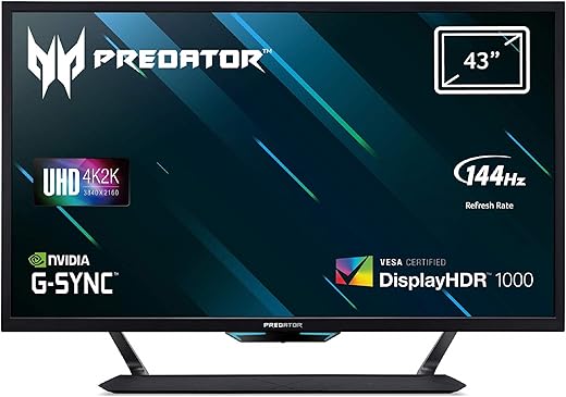 Predator CG437KP Monitor Gaming G-SYNC, 43", Display 4K UHD, 120 Hz, 1 ms, 16:9, HDMI 2.0, DP 1.4, USB TypeC, USB 3.0, USB 2.0, Lum 750 cd/m2, Speaker Integrati, Cavi 2xDP, USB Type-C, USB3.0 Inclusi
