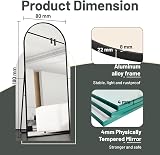 Beauty4U Full Length Mirror 180x80cm Arched Top Black Aluminum Frame view 2