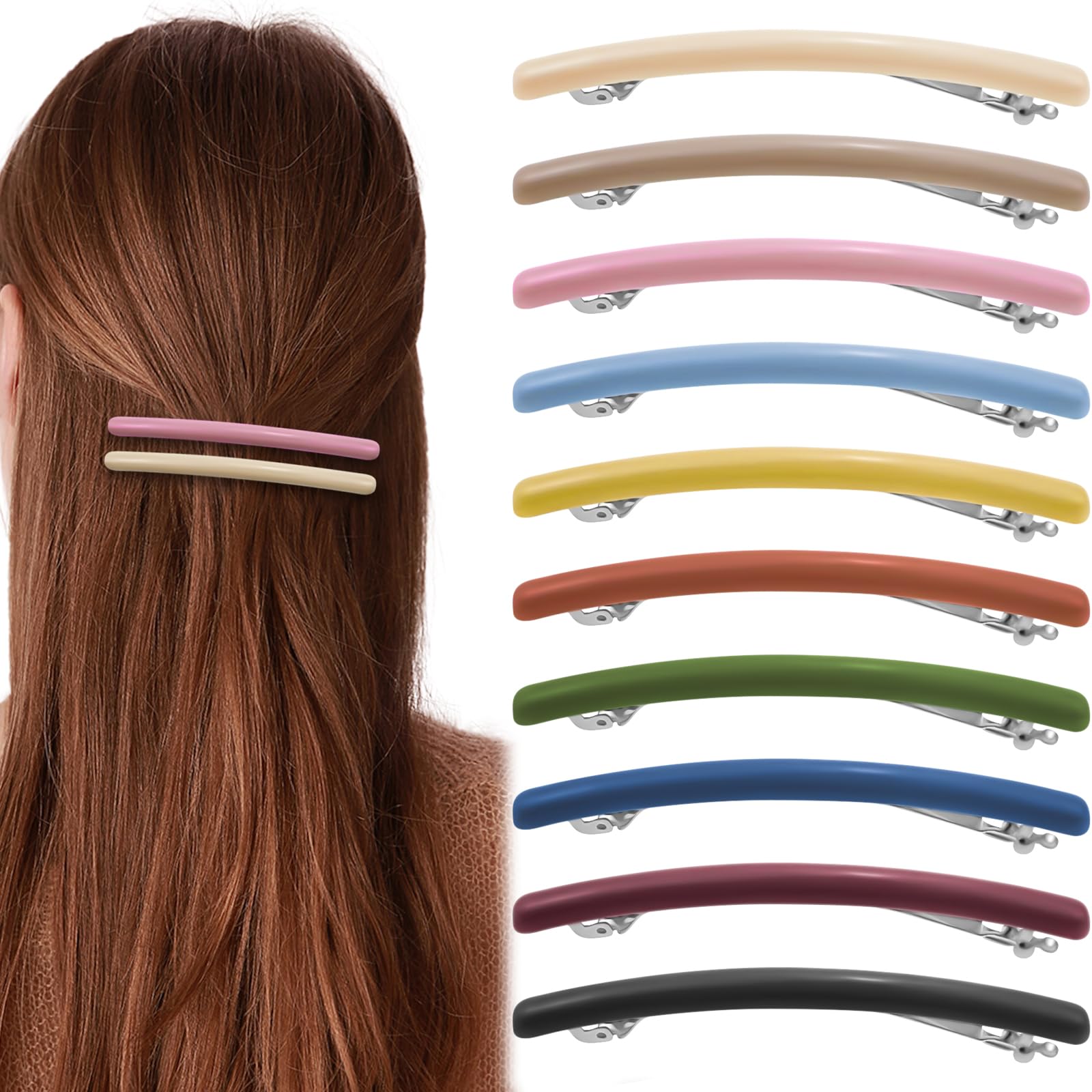 Photo 1 of 10 Pcs French Hair Clips Flat Hair Barrettes Strong Hold Vintage Hair Clips Cute Hair Styling Clips Metal Snap Hair Clasps Accessories for Women Girls