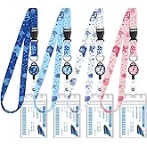 HONSIO 4 Pack Cruise Lanyard for Ship Cards Lanyards with Retractable Badge Reels and Waterproof ID Badge Holder, Ocean Creature 2026 Cruise Essentials Accessories
