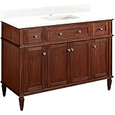 Signature Hardware 464855 Elmdale 48" Free Standing Single Vanity Cabinet Set with Mahogany Cabinet, Vanity Top and Rectangul