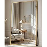 Antok Full Length Mirror, 72"x44" Floor Mirror, Floor Standing Freestanding Full Body Mirror with Stand for Bedroom, Hanging Mounted for Living Room Cloakroom, Gold