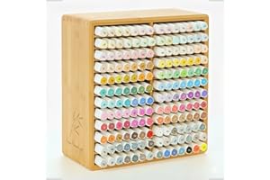 TIKSPCAE Marker Organizer for 168 Markers,Bamboo Wooden Desk Storage Organizer Rack,Markers Pens Pencils Art Brushes Storage 
