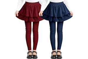Resinta 2 Pack Girls Leggings Uniform Pants Legging with Skirts Stretch Warm Pant 4-14 Years