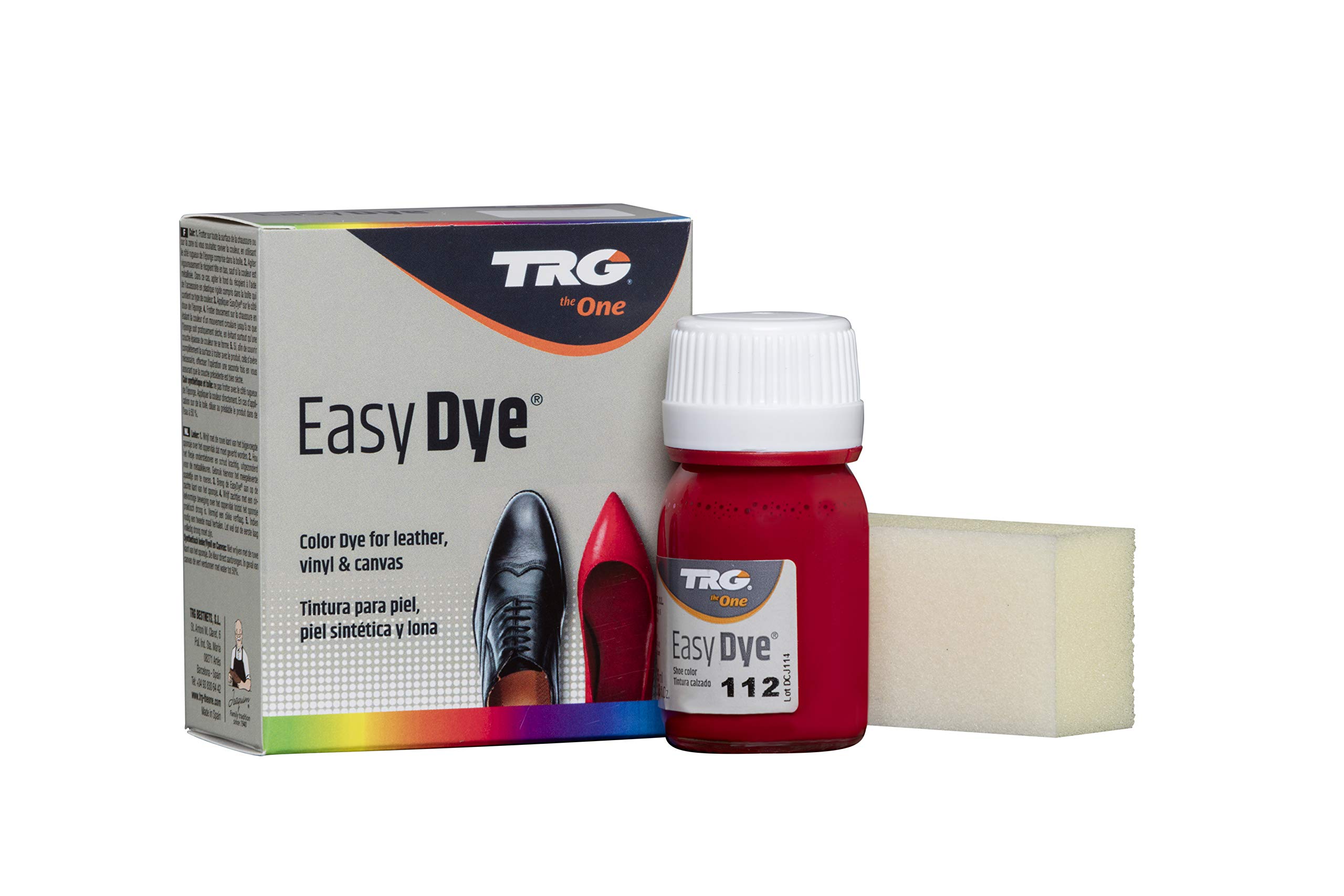TRG The One Easy Dye, Leather Shoe Color Restore Paint, 112 Red, 25 ml