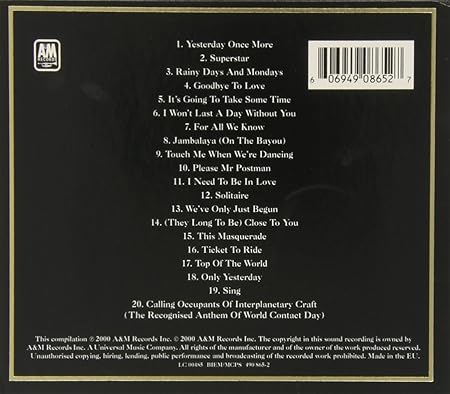 Amazon Gold Carpenters Greatest Hits The Carpenters イージーリスニング 音楽