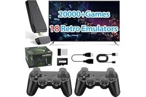 PGYFDAL Retro Game Console Stick Built-in 20000+ Classic Games, 4K HDMI Output Nostalgia Plug & Play Retro Video Gaming Stick with 18 Emulators and Dual 2.4G Controller（63GB）