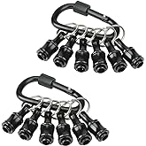Upgrade 12 Pcs Bit Holder Keychain with 2 Black Carabiner, 1/4 Inch Hex Shank Screwdriver Bits Holder, Screw Adapter Quick Re