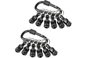Upgrade 12 Pcs Bit Holder Keychain with 2 Black Carabiner, 1/4 Inch Hex Shank Screwdriver Bits Holder, Screw Adapter Quick Re