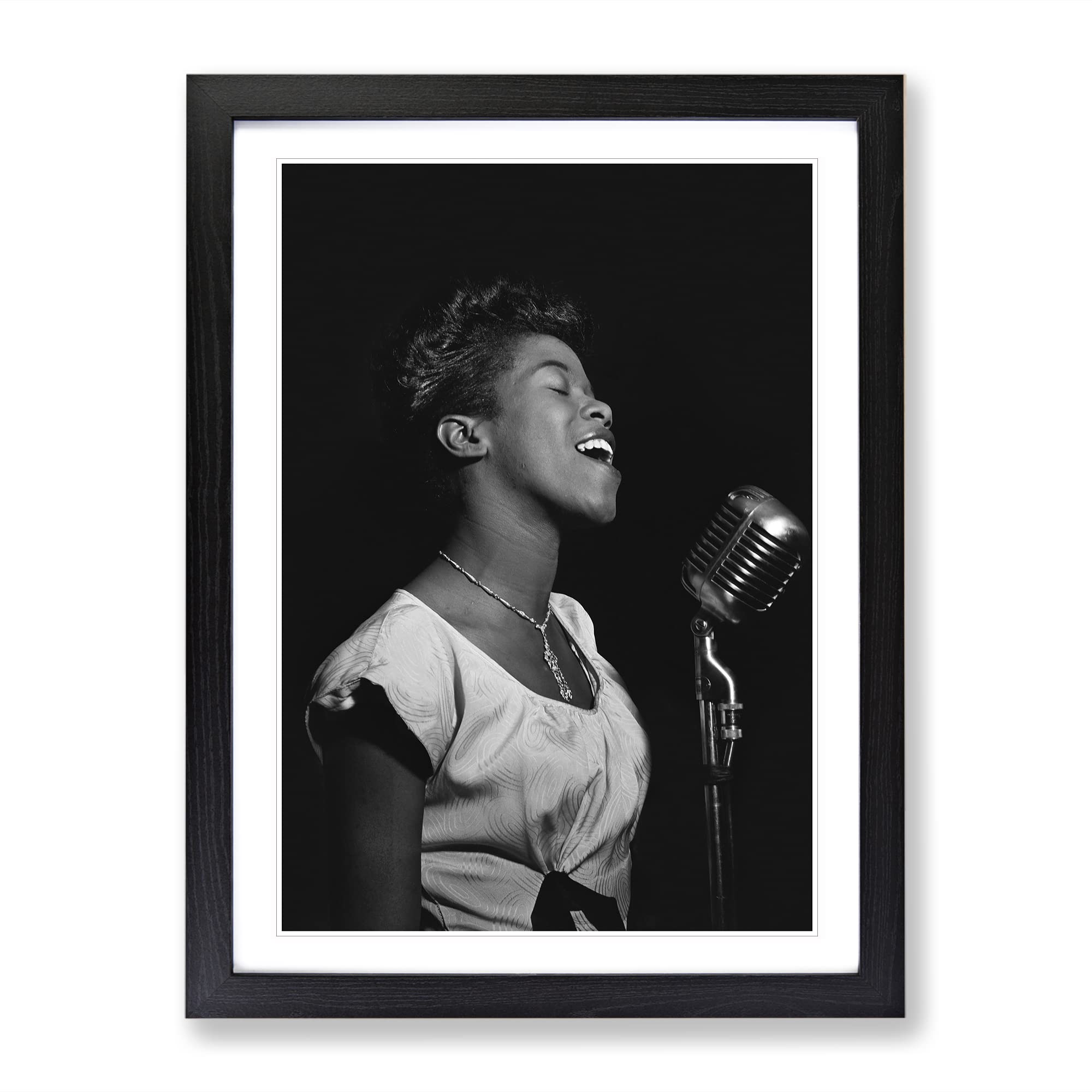 Sarah Vaughan Modern Framed Wall Art Print, Ready to Hang Picture for Living Room Bedroom Home Office Décor, Black A3 (34 x 46 cm)