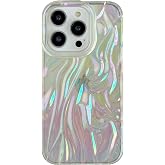 Caseative for iPhone 14 Pro Case,Pleated Water Ripple Chrome Wave Pattern Soft Phone Case (Clear)