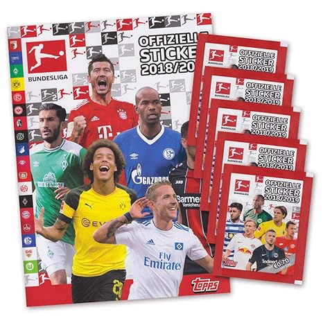 Fußball Bundesliga Saison 2018 2019 - Sticker Sammelalbum + 5 Booster + Fini Football