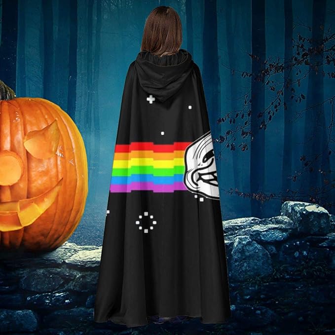 Aisfgbj Trollgesicht Nyan Cat Meme Unisex Weihnachten Halloween Hexe Ritter Mit Kapuze Umhang Fur Vampir Cosplay Amazon De Haustier