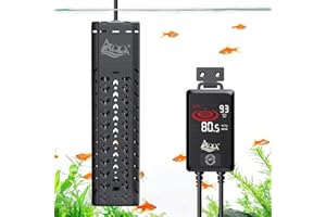 AQQA Aquarium Heater 1200W for 170-290 Gallon Large Fish Tank Submersible Pond Heater with External Controller Overheat & Dry-Run Protection Adjustable Temp Range 59-93℉ (AQ197-1200W for 170-290Gal)