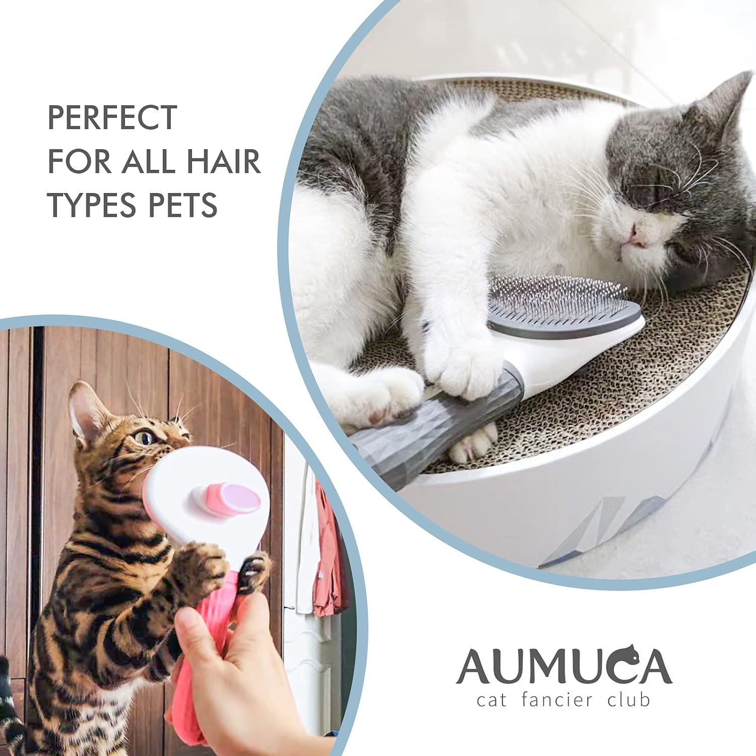Aumuca Cat Brush and Dog Brush, Cat Brush for Shedding and Grooming with Long or Short Hair Self Cleaning Slicker Brush