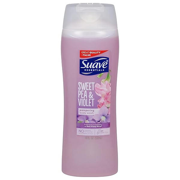 SUAVE ESSENTIALS GENTLE BODY WASH, SWEET PEA &...