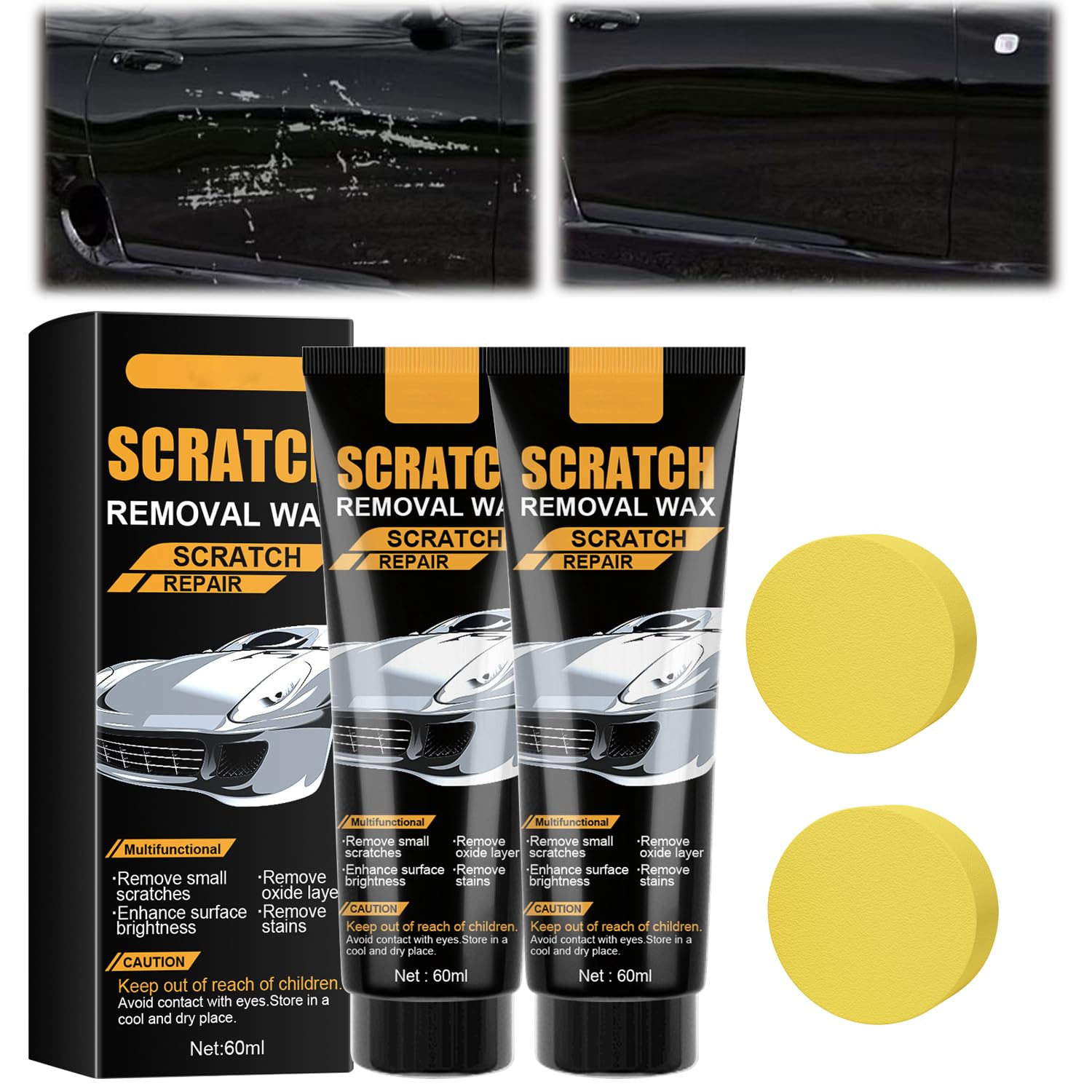 Photo 1 of 2 Set 2025 Upgraded Car Scratch Removal Wax, Scratch Remover for Vehicles Deep Scratches, Car Scratch Remover Kit with Sponge for Car Paint Polishing & Repair