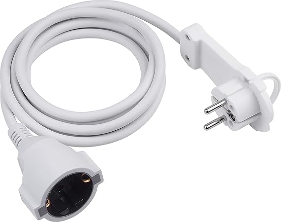 Meister Schutzkontakt-Verlängerung - Extraflacher Stecker - 2 m Kabel - weiß - IP20 Innenbereich / Verlängerungskabel mit Kin