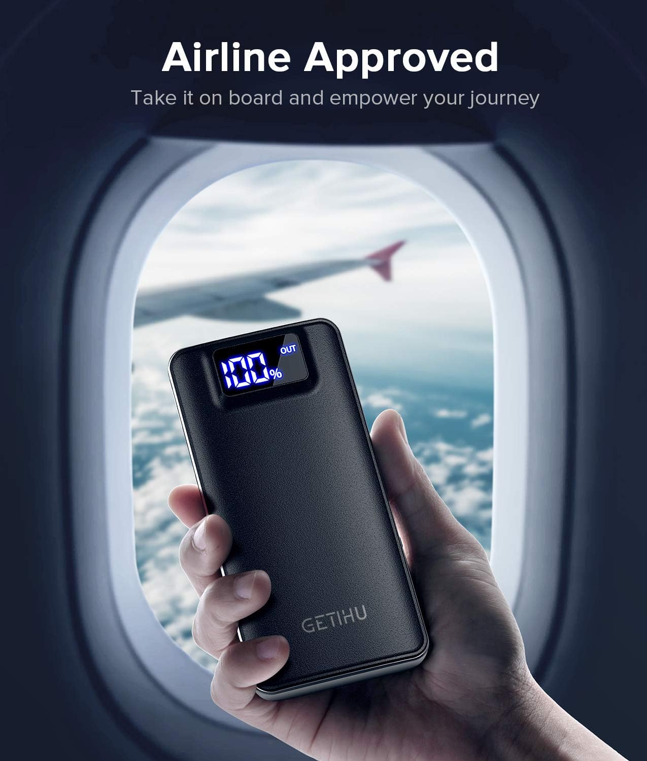 GETIHU Portable Charger, LED Display 10000mAh Power Bank, 4.8A 2 USB Ports High-Speed Battery Pack with Flashlight for iPhone 11 Pro X 8 7 6S Plus Samsung Galaxy S20 S10 Note 10 Google LG Oneplus iPad