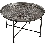 Yusong Coffee Table, Boho-Chic Hammered Metal Tray Coffee Table, Mahdavi Round Coffee Tea Table, Living Room Tables for Stora