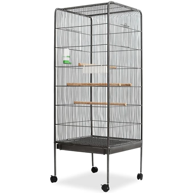 title=Festnight Voliera Gabbia per Uccelli Struttura in Acciaio + Legno + Plastica,